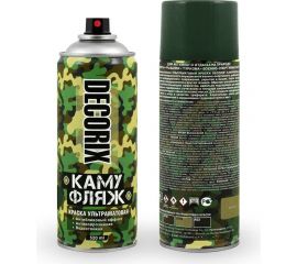 Аэрозольная светопоглощающая краска с камуфляжным эффектом Decorix КАМУФЛЯЖ (ультраматовая; армейский зеленый; 520 мл) 0144-61 DX 