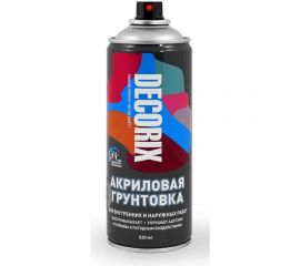 Аэрозольная акриловая грунтовка Decorix (матовая; серая; 520 мл) 0108-10 DX 