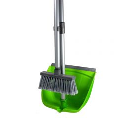 Набор для сухой уборки InLoran совок и щетка с длинной ручкой 80 см, салатовый MSO-22SL 