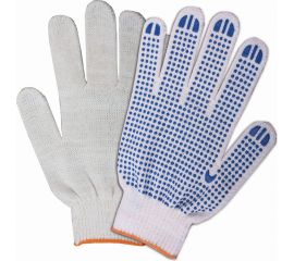 Трикотажные перчатки КОРДЛЕНД хлопок, 5-ти нитка, белые, 10-й класс, M, 45-47 гр, ПВХ точка PER-00032 