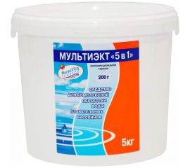 Комплексное средство для обеззараживания и очистки вод МАРКОПУЛ КЕМИКЛС 5 в 1, ведро 5 кг, таблетки 200 г М66 