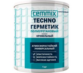 Герметик полиуретановый CEMMIX ""Кровельный"", банка 1 кг, цвет коричневый 85498736 