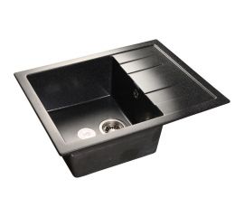 Мраморная мойка GRANFEST QUADRO GF-Q--650L чаша с крылом 650*500 мм черный Q-650 L 