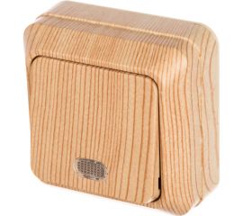 Одноклавишный выключатель TDM открытой установки с подсветкой сосна Ладога SQ1801-0047 