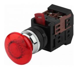 Кнопка ЭРА AEА22, грибок, красный, d22мм, 1з+1р 10/400/3200 Б0045632 