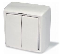 Выключатель открытой установки ООО МПО Электротехника 2 клавишный с подсв. 1488 