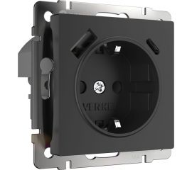 Розетка с заземлением и шторками и USB тип A+C WERKEL W1171708 черный a056275 