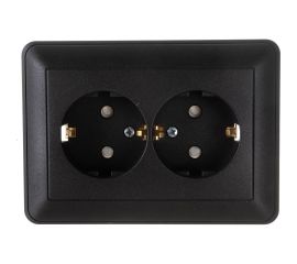 Двухместная розетка Schneider Electric WESSEN 59 Черный бархат с/з с защитными шторками в сборе с рамкой RS16-255-68 