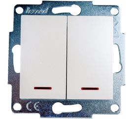 Двойной выключатель с подсветкой LEZARD KARINA жемчужно-белый перламутр 707-3088-112 