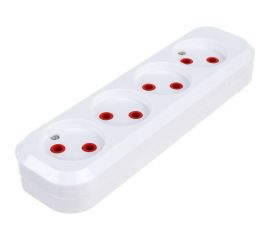 Розеточная колодка TDM 4 гнезда 2П б/з 10А 250В белая серии Народная SQ1806-0419 