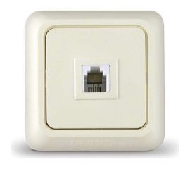 Телефонная одноместная розетка UNIVersal Олимп о/у, 1А, RJ12, бежевая еврослот Б-О0034 