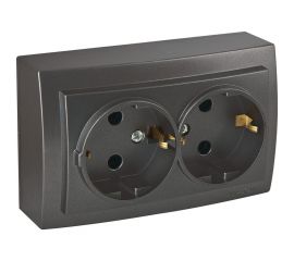 Розетка NILSON 2ОП з/к антрацит Themis metallic 26161025 