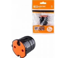 Кабельная розетка TDM без заземления, черная с красной вставкой, 10А, 250B SQ1806-0214 