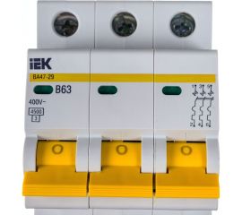 Автоматический модульный выключатель IEK, 3 полюса, B, 63А, ВА47-29, 4.5кА, ИЭК MVA20-3-063-B 