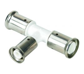 Переходный уменьшенный в центре тройник Henco ПВДФ пресс белый, 20x16x20 HE 10PKW-201620 