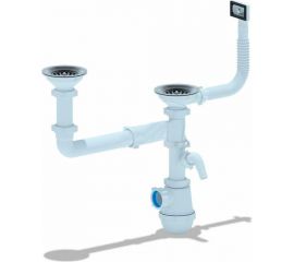 Сифон АНИ Пласт 3 1/2""х40 с круглым переливом, отводами с/м, гибкой трубой 40x40/50 A7700SA15VIG 