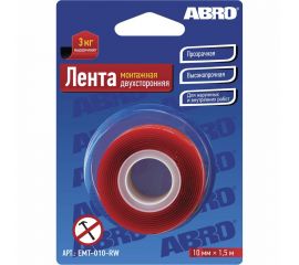 Двухсторонняя монтажная клейкая лента ABRO 10 мм x 1,5 м EMT-010-RW 