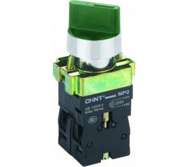 Переключатель CHINT NP2-BK12365 2 полож. с фиксацией 1НО+1НЗ зеленый AC 230В (LED) IP40 575496 