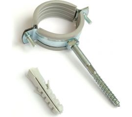 Металлический сантехнический хомут Хоммет 1 1/2” 47-52 мм, шпилька М8х70, дюбель 10х50 RUS064 