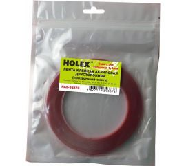 Акриловая двусторонняя клейкая лента Holex 9 мм х 5 м, 1 мм, прозрачная, блистер HAS-93878 