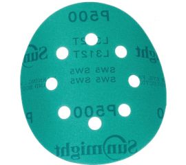 Круг шлифовальный FILM L312T (5 шт; 125 мм; на липучке; 8 отв; зелёный; P500) SUNMIGHT 53217R 