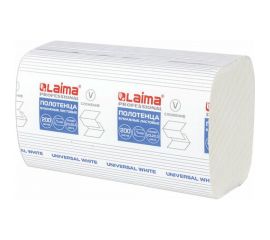 Бумажные полотенца ЛАЙМА H3 UNIVERSAL WHITE 200 шт, 1 слой, белые, 230x205 мм, 15 пачек, V-сложение 111342 