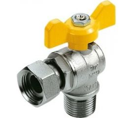 Кран сгон Tiemme НН 1/2 газовый угловой бабочка желтая 2220002 