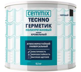 Герметик полиуретановый CEMMIX ""Кровельный"", банка 0,5 кг, цвет черный 85498737 