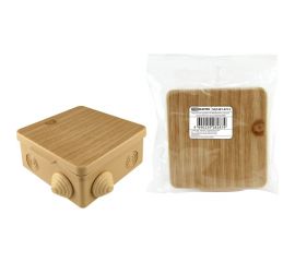 Распаечная коробка TDM ОП 80x80x50мм, крышка, ЭКО сосна, IP54, 7вх. инд. штрихкод SQ1401-0712 