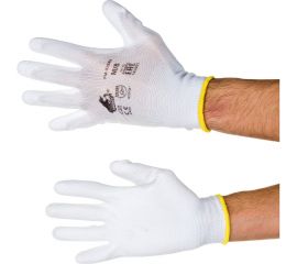 Перчатки с полиуретановым обливом Русский Мастер, белые/черные, р.M/8, 2 шт. РМ-92949 