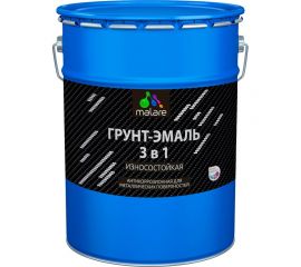 Грунт-Эмаль MALARE 3 в 1 по ржавчине, полуматовая, черный, 20 кг 7930085244408 