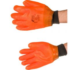 Трикотажные перчатки Nitras, х/б с ПВХ, полное нефтеморозостойкое (НМС) покрытие, джерси, оранжевые 1602 SSW-111 