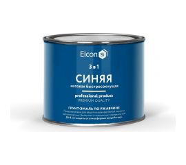 Быстросохнущая грунт-эмаль по металлу Elcon (3 в 1 по ржавчине; матовая; синяя; 0,4 кг) 00-00462647 