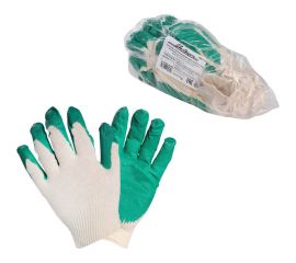 Хлопковые перчатки с латексным покрытием ладони Airline зеленые, 5 пар AWG-C-07 
