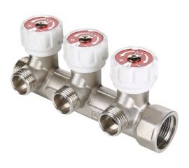 Коллектор с регулирующими вентилями VALTEC 3/4х3 выход, 1/2 наружная, на подающий трубопровод VTc.570.N.0503 