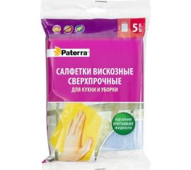 Вискозные салфетки PATERRA сверхпрочные, 30х38 см, 5 шт. в упаковке 406-062 