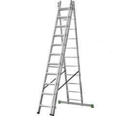 Алюминиевая трехсекционная лестница Новая Высота 3х11 ступеней 2230311 