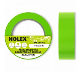 Малярная жаростойкая лента HOLEX до 100С, зеленая, водостойкая, 36 мм, 50 м HAS-382260 