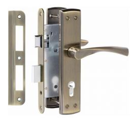 Врезной замок VETTORE 7255-4 AB в комплекте с ручкой, бронза 20283 