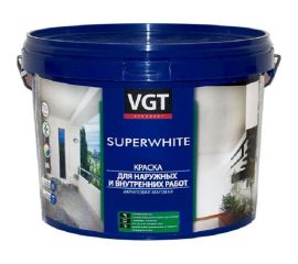 Краска VGT Супербелая ВД АК 1180 моющаяся, для нар/внутр работ 3кг 11605418 