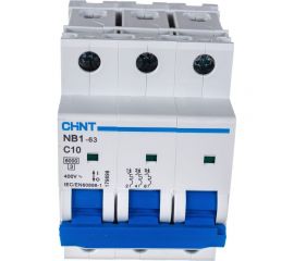 Автоматический выключатель CHINT NB1-63, 3P, 10A, 6кА, характеристика C 179698 