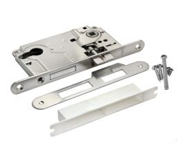 Замок с ригелем под ключевой цилиндр MORELLI цвет-никель L1885 SN 9011251 