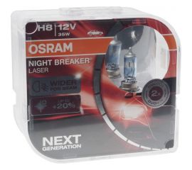 Автолампа OSRAM H8 35 PGJ19-1+150% NIGHT LASER 3900K, 2 шт. 12V, 1, 10 64212NL-HCB 