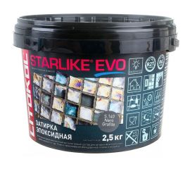 Эпоксидный состав для укладки и затирки мозаики и керамической плитки LITOKOL STARLIKE EVO S.140 NERO GRAFITE 2.5 кг 485190003 