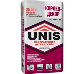 Декоративная штукатурка UNIS Короед-декор крупная фракция, 25 кг 11594693 4607005181671 