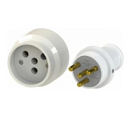 Штепсельная розетка + вилка NE-AD с/з, 3*25А, Белый,1/8/80, 1005-T 