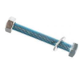 Болт Tech-Krep DIN933 с шестигранной головкой, оцинкованный М8х60 + гайка + шайба 4 шт - пакет 112724 