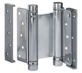 Барная пружинная петля двойного действия ALDEGHI LUIGI SPA 125х48х42 мм, цвет: хром, к-т: 2 шт + ключ с декоративными шурупами 101AC125B 