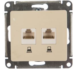 Механизм компьютерной розетки Schneider Electric 2-м Glossa RJ45+RJ45 кат.5е бежевый SchE463578 GSL000285KK 