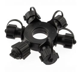 Круговой разветвитель для гирлянд ЭРА, IP65, d13 см, 6 гнезд 1 вход, 5 выходов, черный, Б0051885 